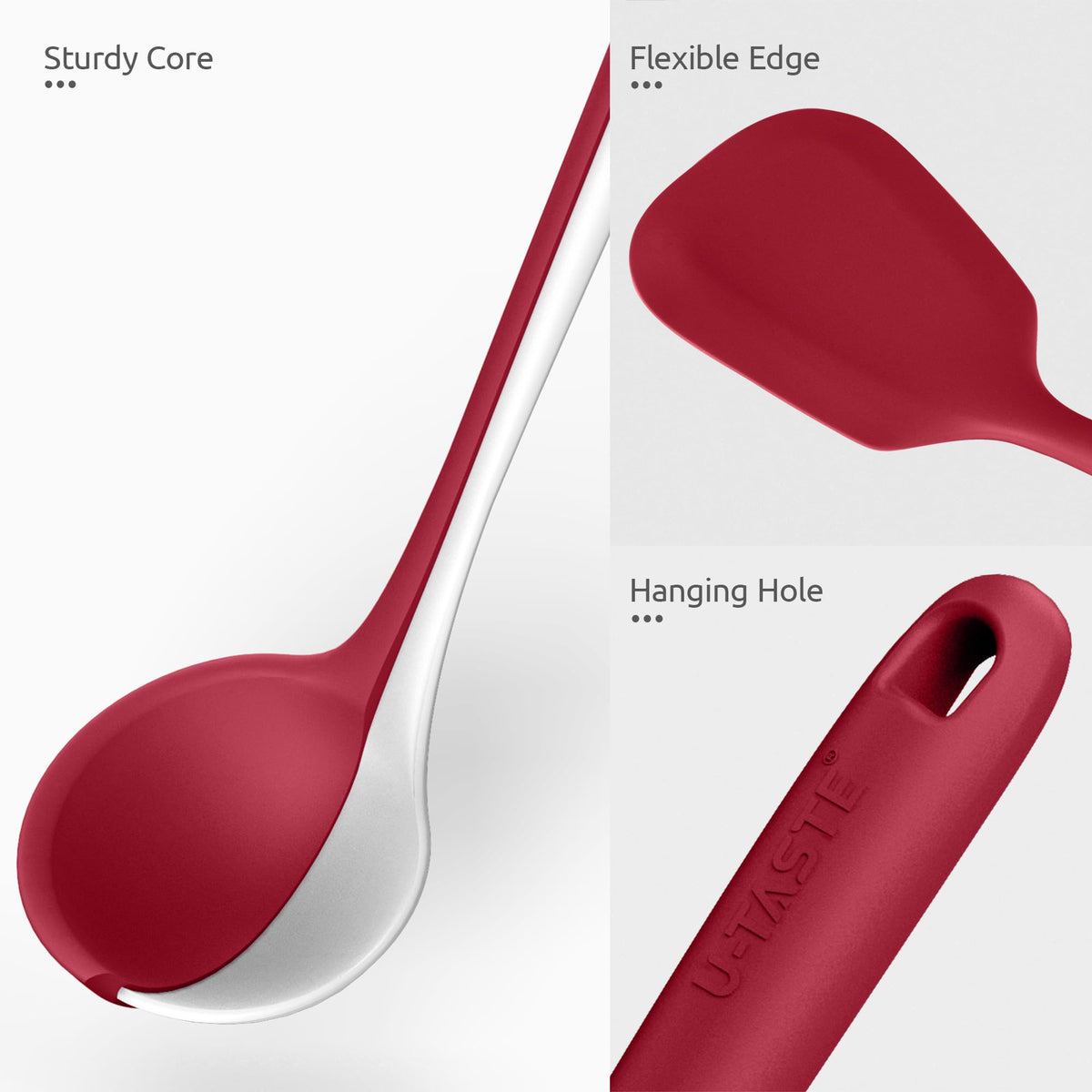 U-Taste red basting brush for even sauce distribution.