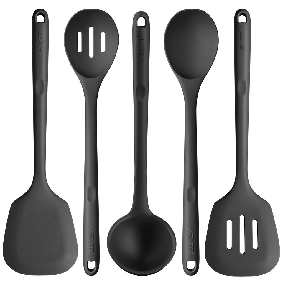 U-Taste 13.6 inch silicone utensils shown for safe heat distance in cooking