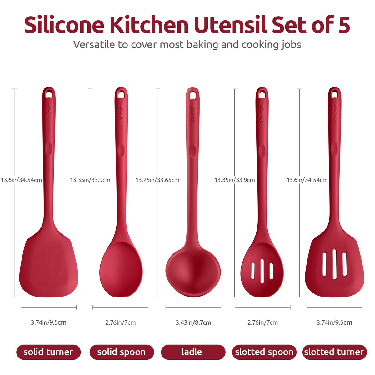 U-Taste red spatula with a non-scratch tip protects non-stick cookware.