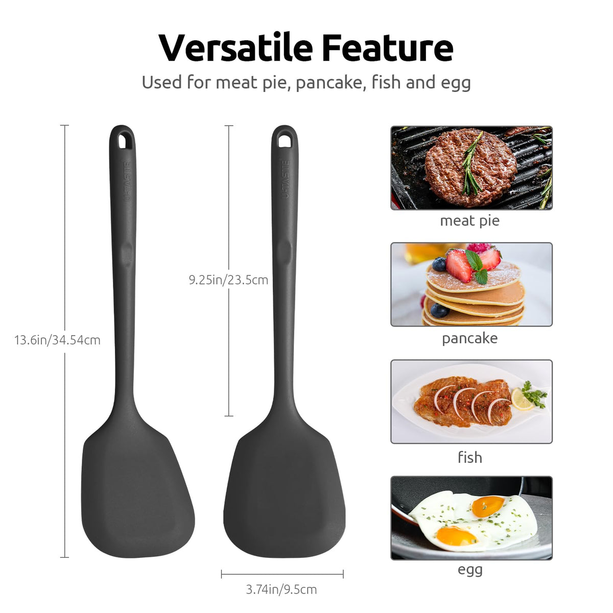 U-Taste solid kitchen spatula flipper with long reach for flipping on large pans