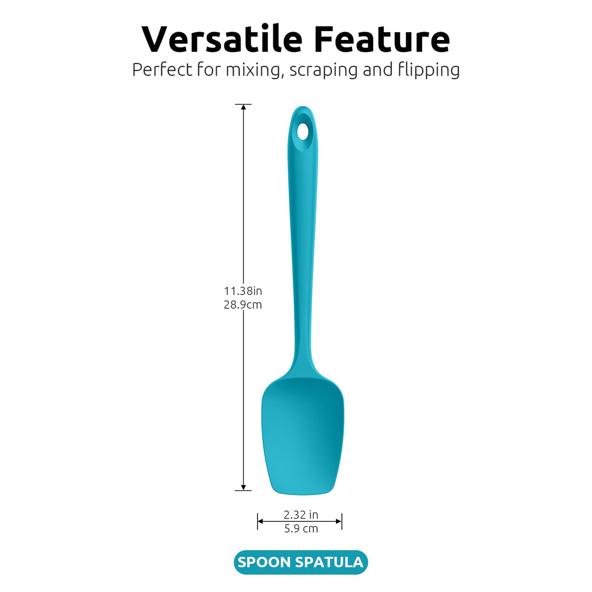 U-Taste spatula blade with flexible tip for easy scraping.