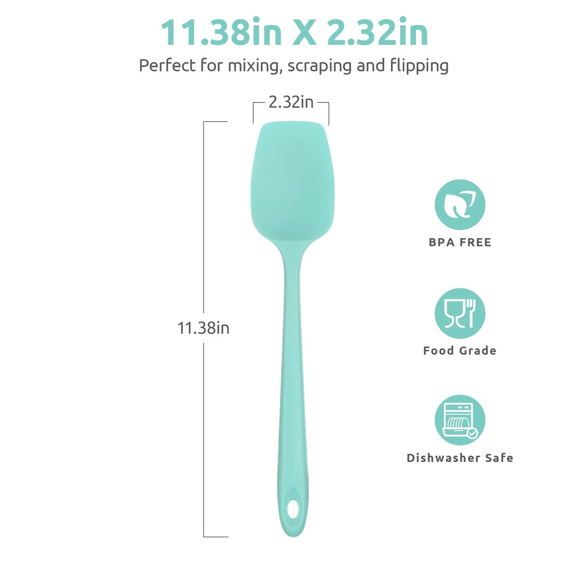 U-Taste spatula stirring in pan with flexible tip reaching corners.