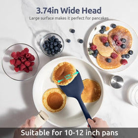 U-Taste wide angled silicone head helps slide under food for easy flipping.