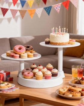 Uten 3 tier cupcake stand storage demonstrates quick disassembly for reuse
