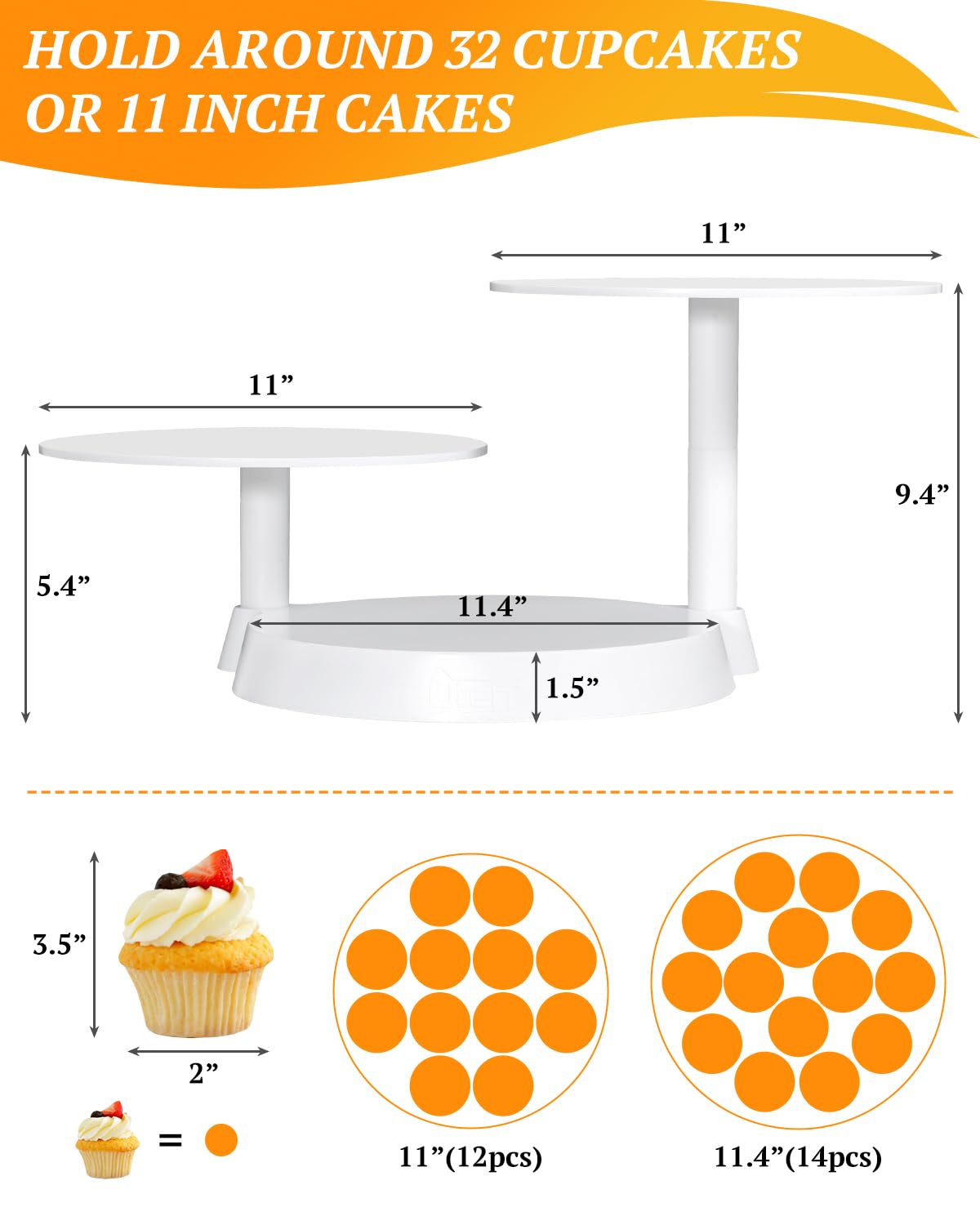 Uten 3 tier cupcake stand trays ready to hold cupcakes and cakes for festive displays