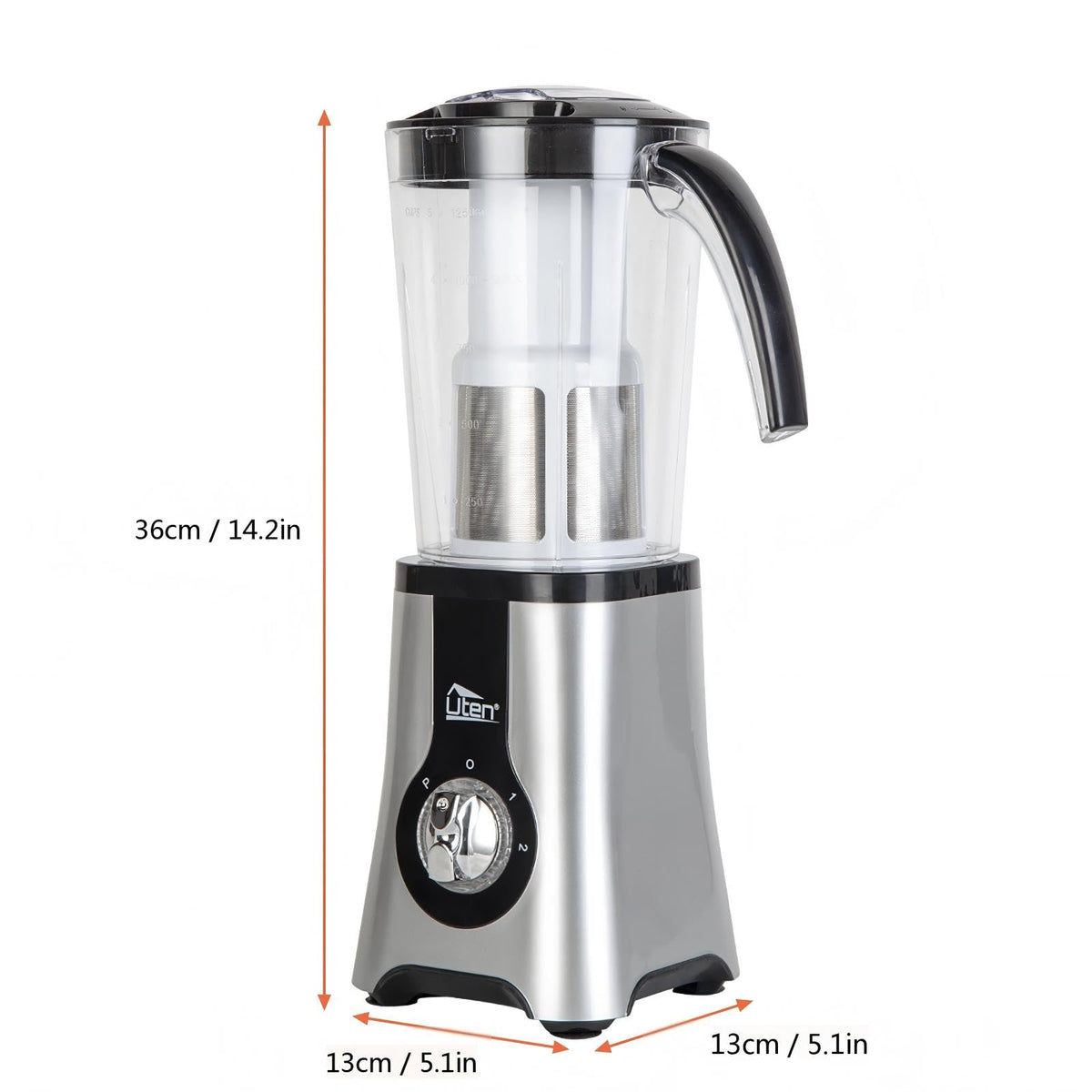 Uten includes 3 blending cups and 2 travel bottles for on-the-go freshness.