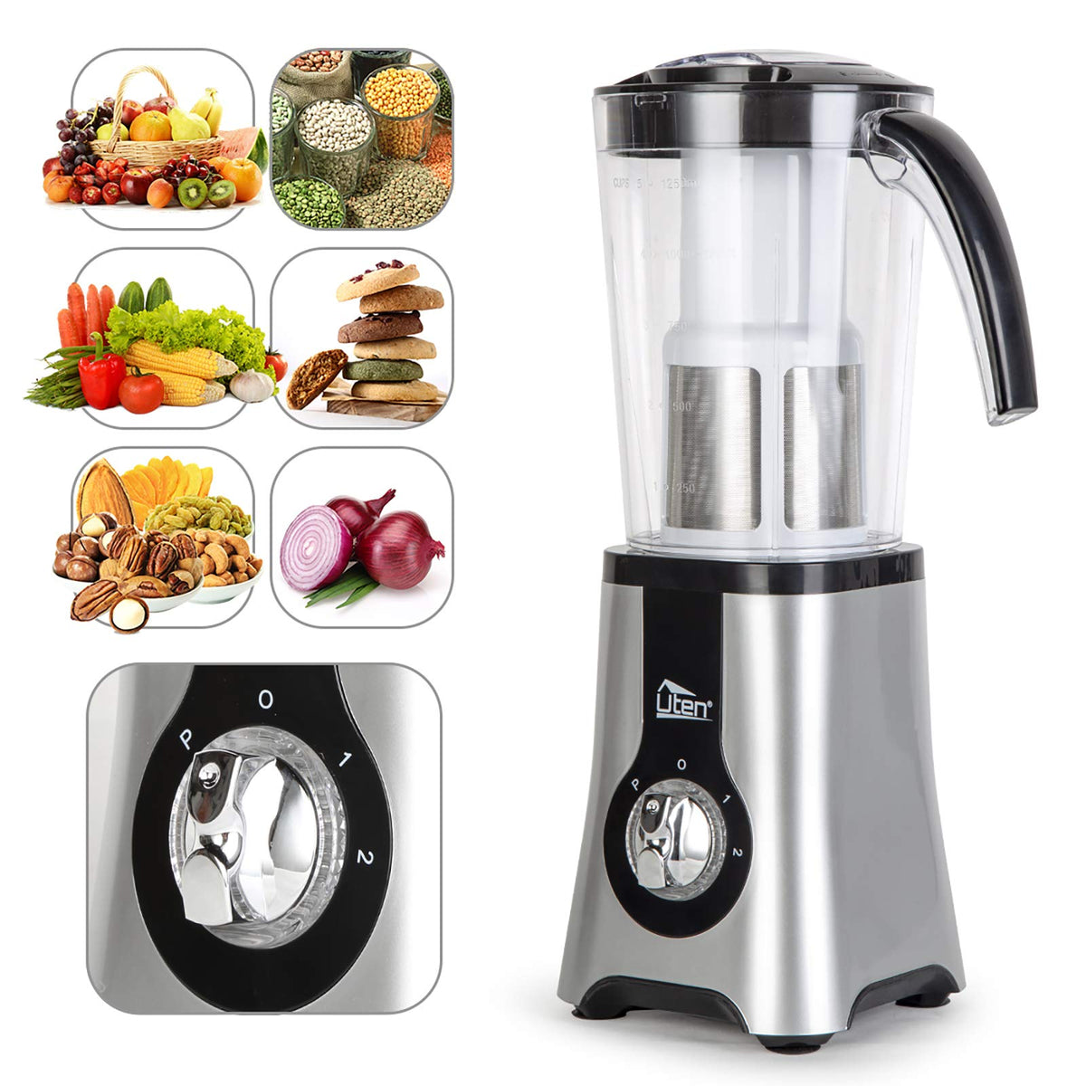 Uten dishwasher-safe cups, blades, and lids for quick cleanup.