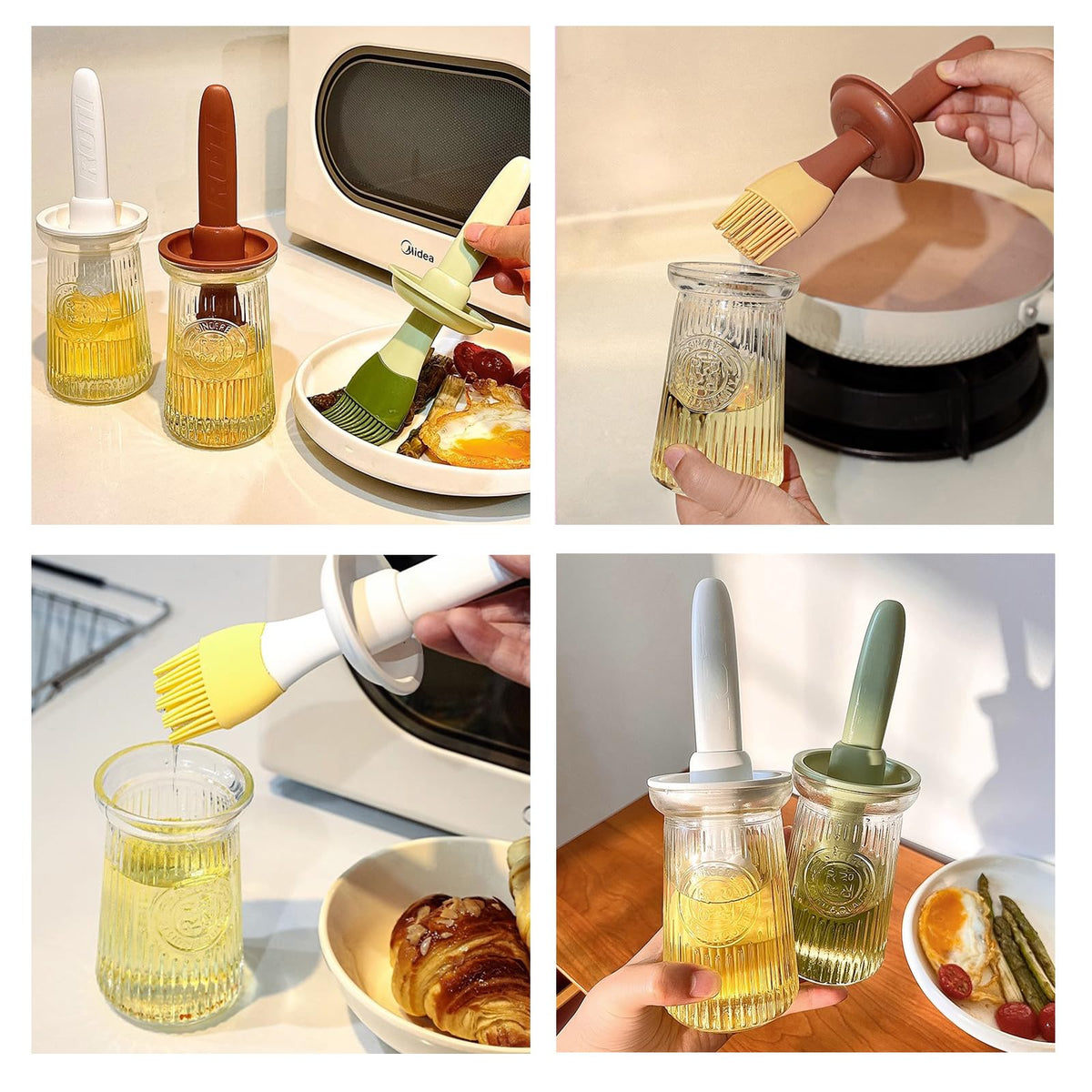 Uteynee white dispenser on counter ready to grill