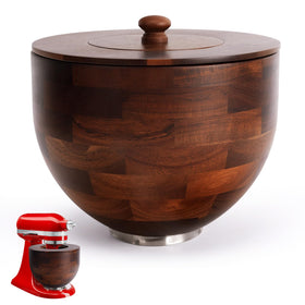 UTJZIB acacia bowl with lid for splash-free mixing.