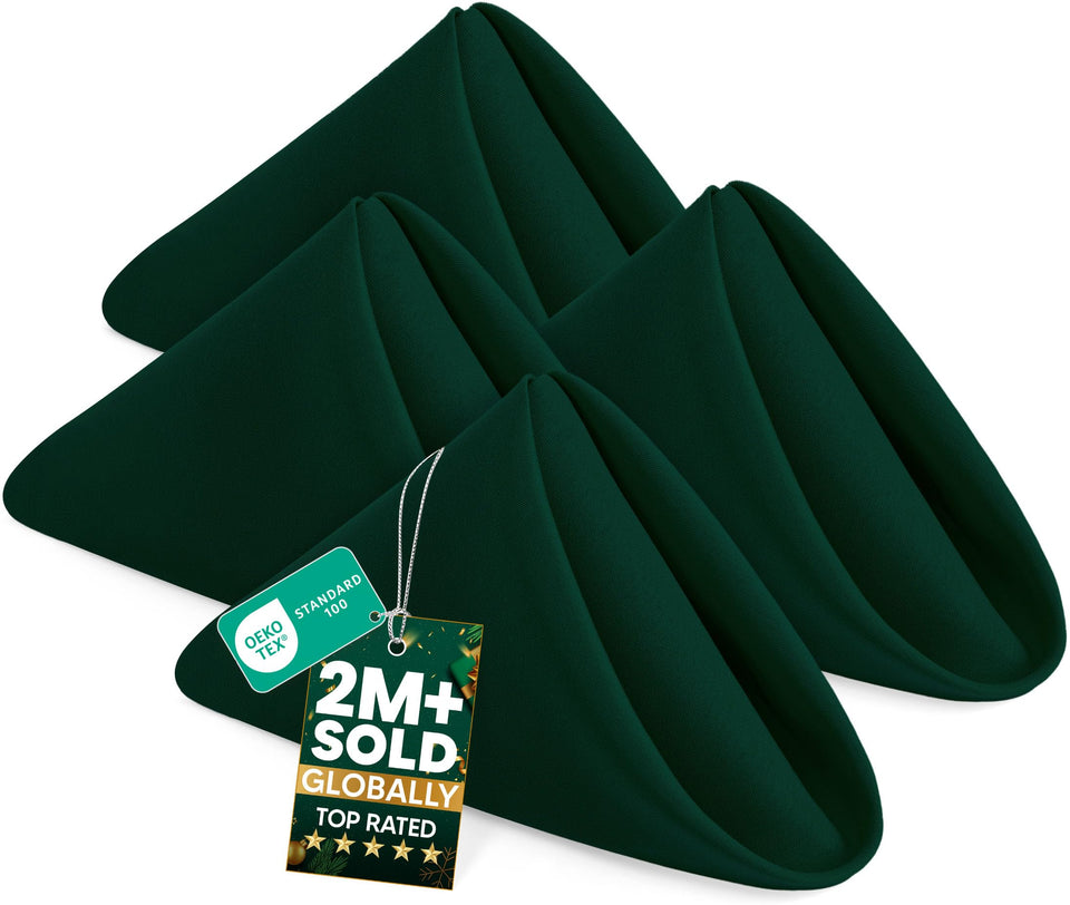 Utopia Home hunter green napkins on table add a polished, ready-for-entertaining look
