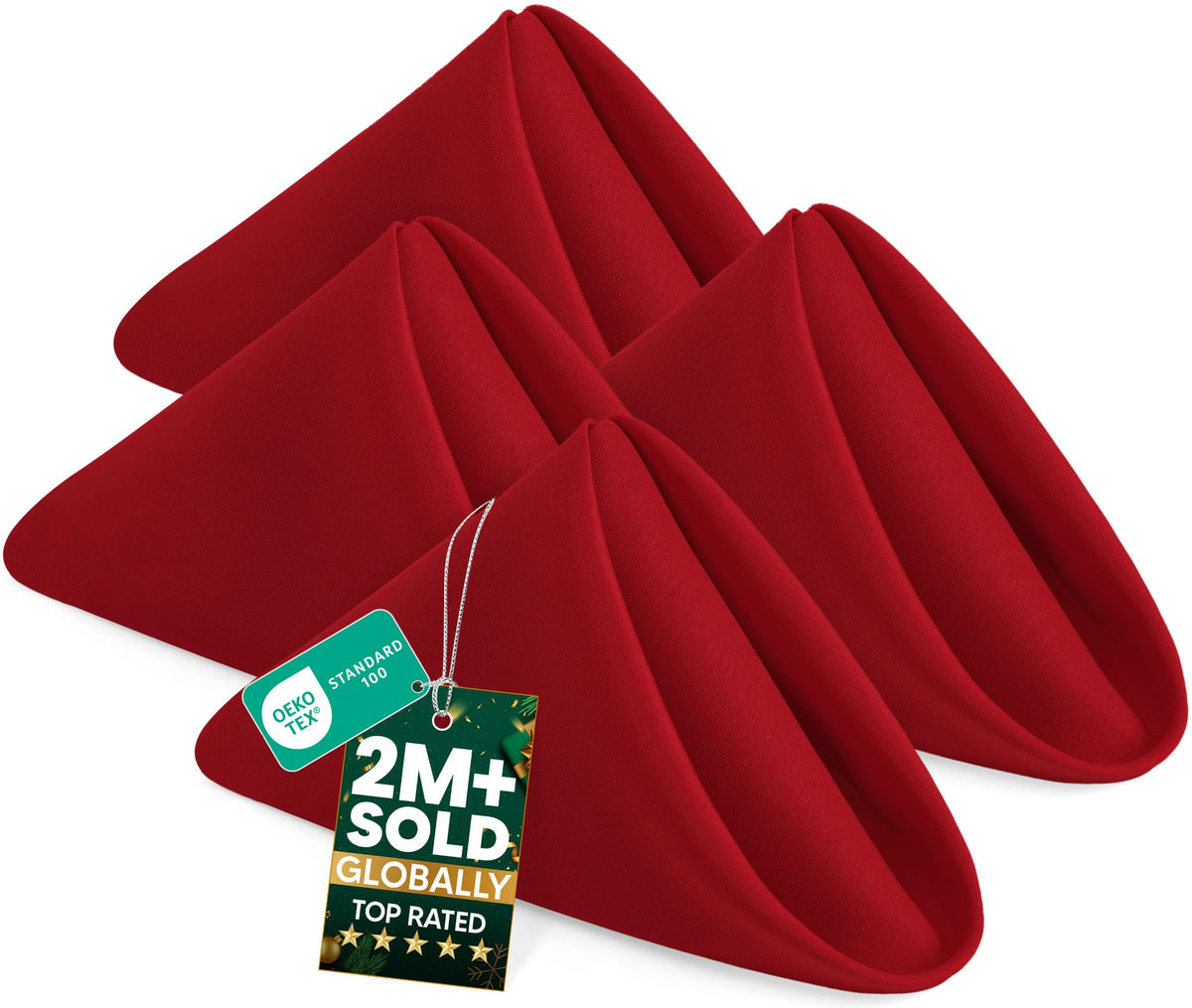 Utopia Home 24-pack red napkins on a dining table to elevate event presentation