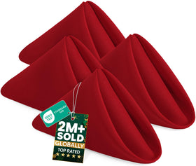 Utopia Home 24-pack red napkins on a dining table to elevate event presentation
