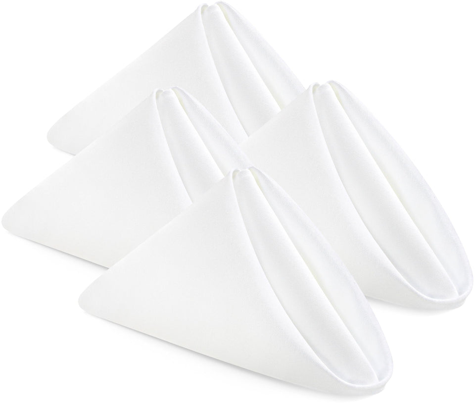 Utopia Home 24-pack white napkins arranged for table setup, ready for guests.