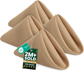 Utopia Home beige cloth napkins folded neatly for an elegant table setting
