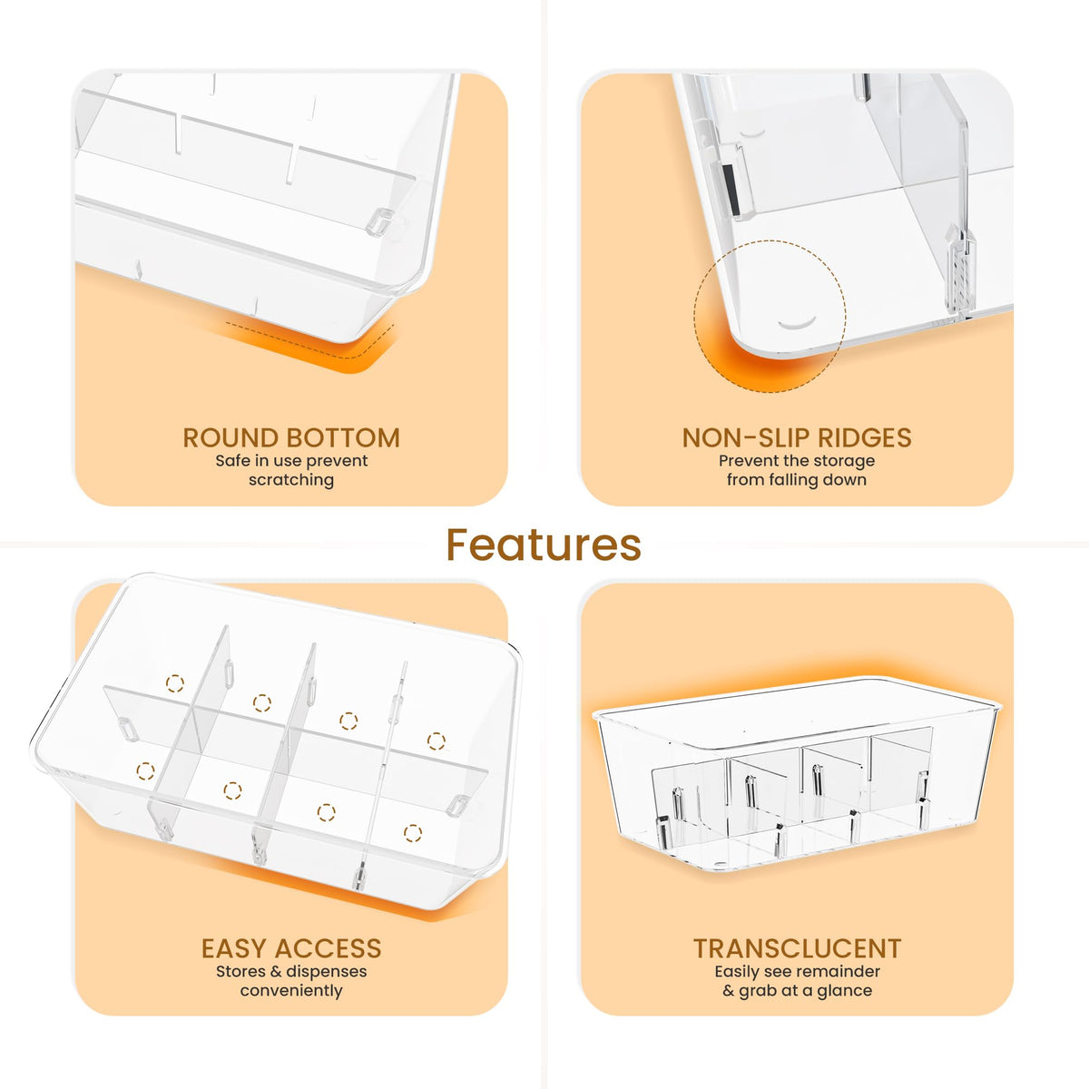 Utopia Home BPA-free plastic construction ensures durable, kitchen-safe storage.
