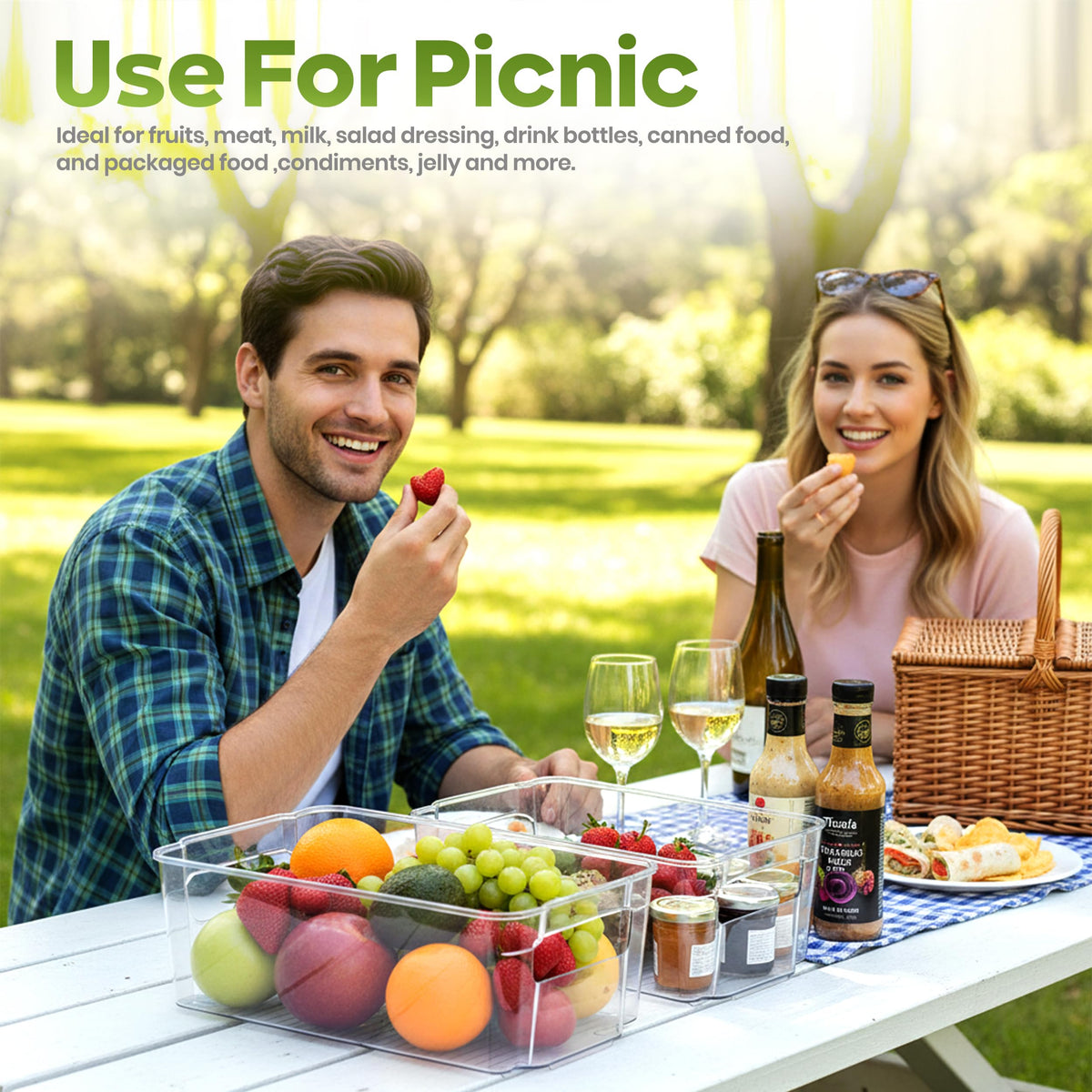 Utopia Home clear fridge bin with handles for simple transport and access