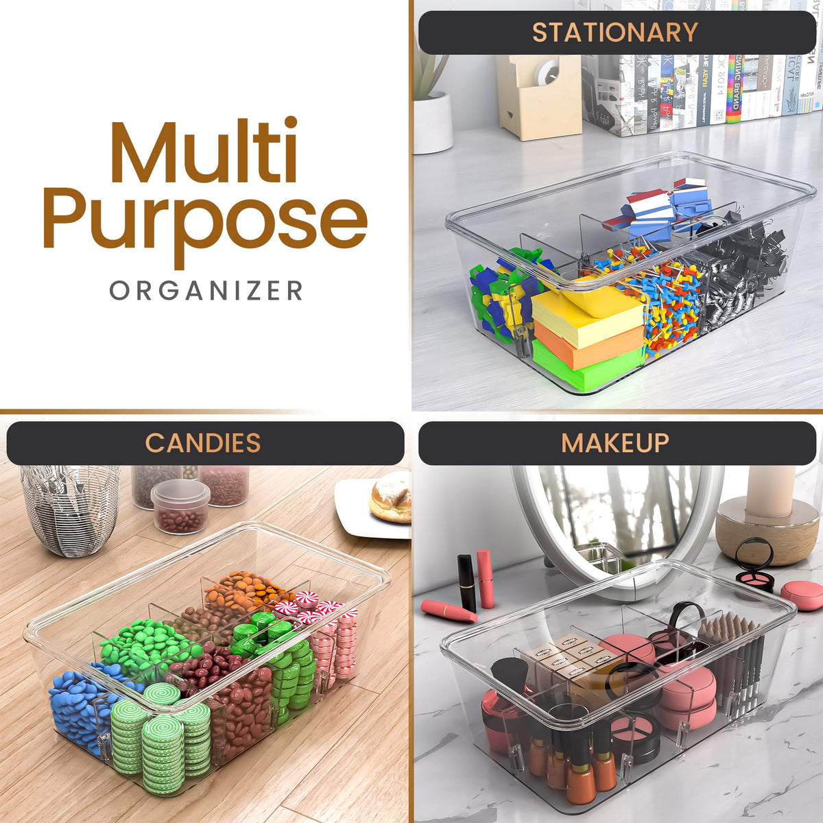 Utopia Home clear bins keep pantry tea and snacks within reach in fridge or cabinet.