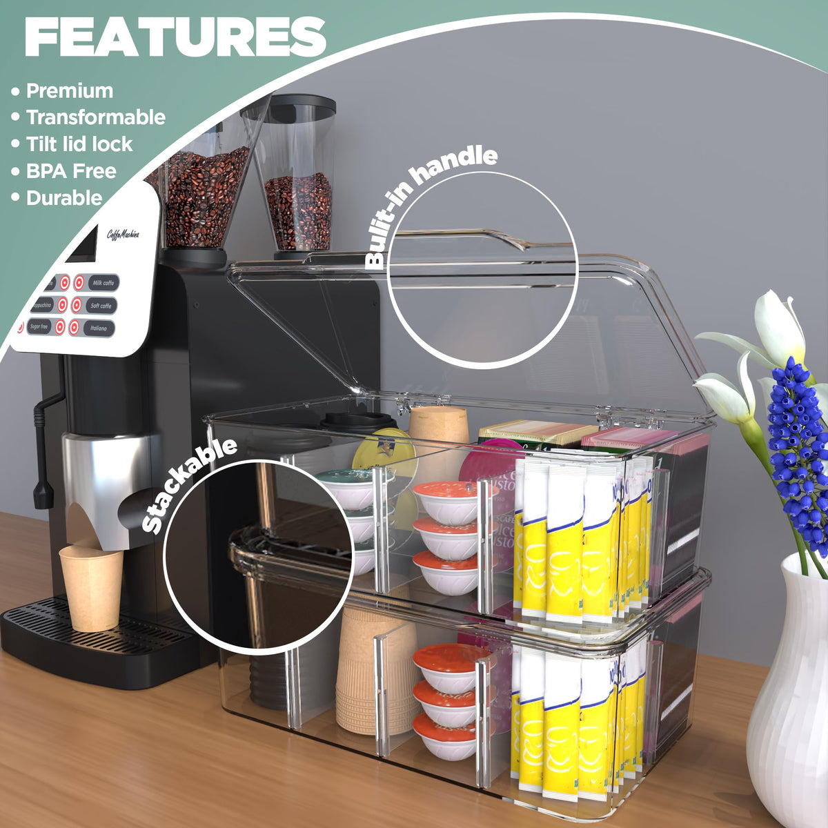 Utopia Home versatile organizer for pantry, drawers, fridge, and office supplies.