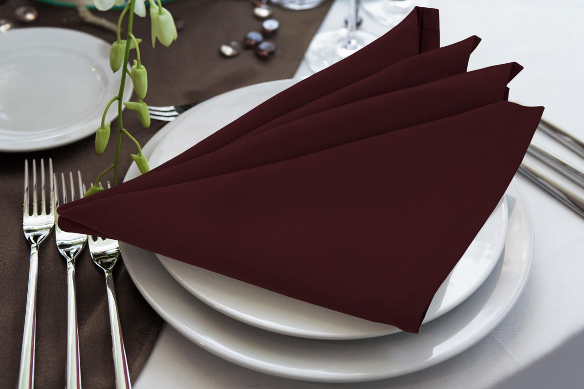 Utopia Home polyester napkin fabric closeup shows smooth, wrinkle-resistant surface