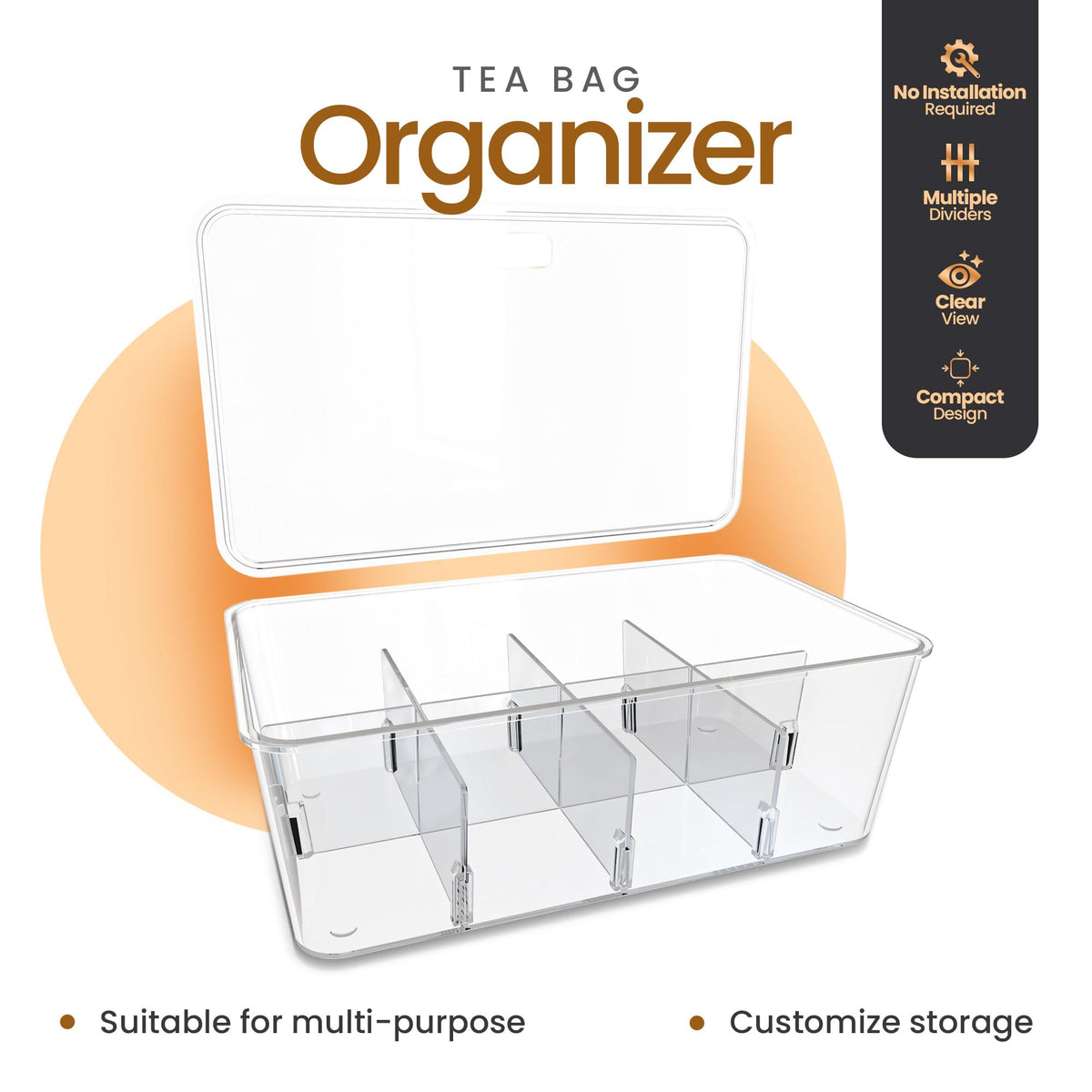 Utopia Home stackable clear bins maximize visible storage in a cabinet or pantry.