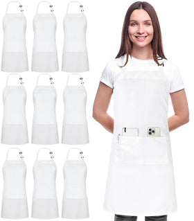 Utopia Kitchen 10-pack bib apron with front pockets, ideal for family cooking