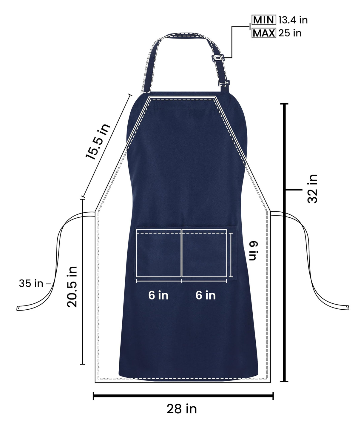 Utopia Kitchen bib apron adjustable neck strap for customizable fit.