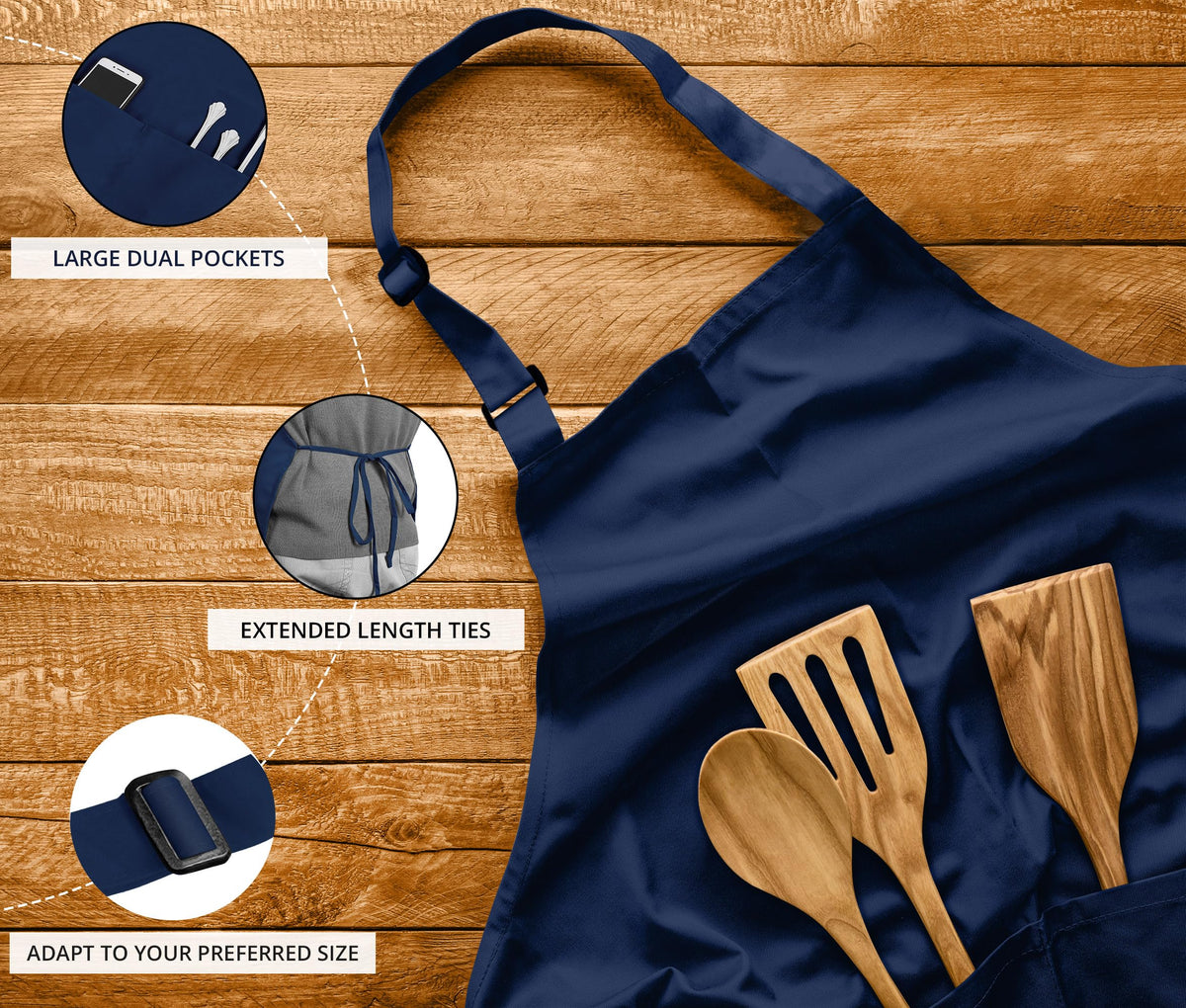 Utopia Kitchen wrinkle-free polyester fabric keeps a neat look.