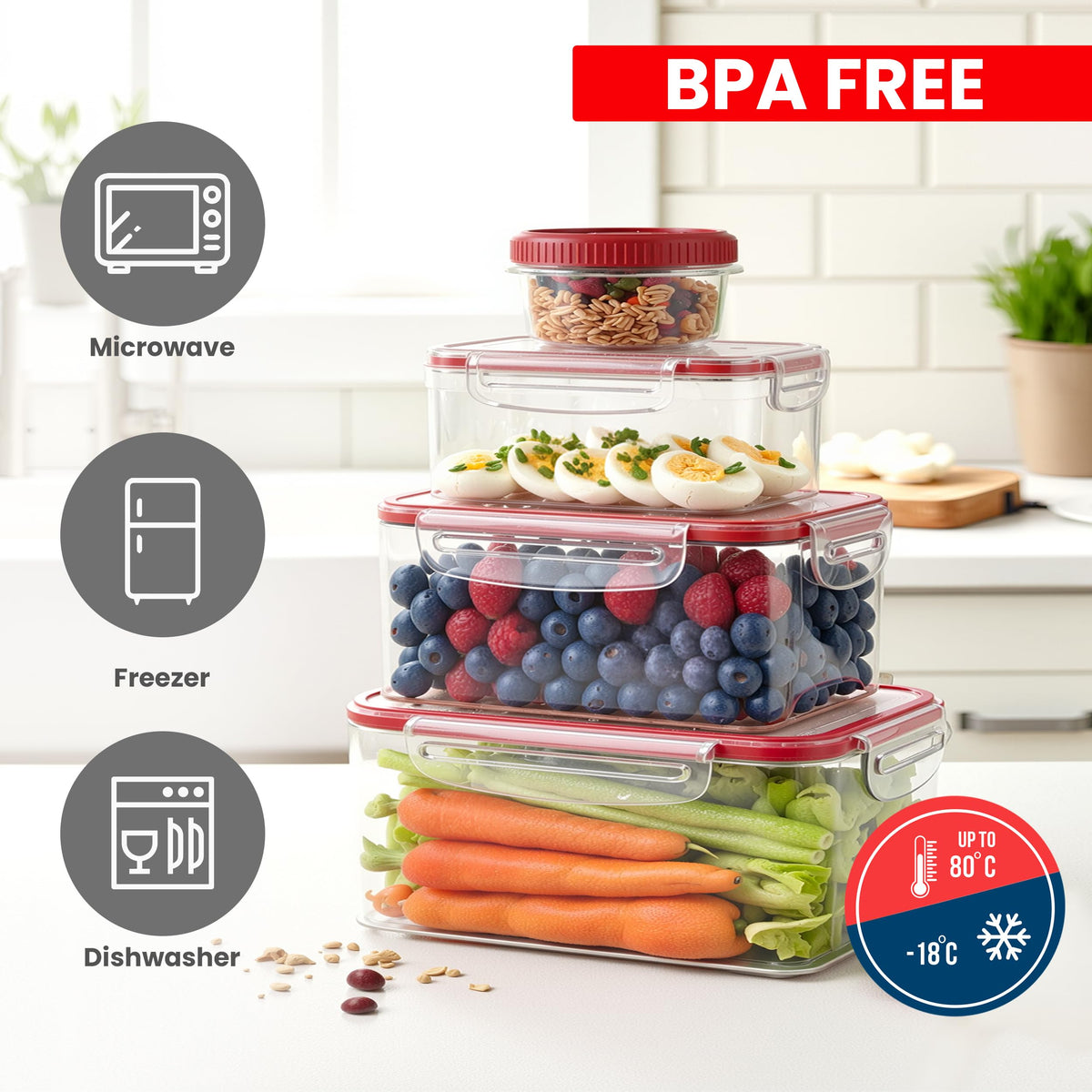 Utopia Kitchen 2250ml rectangular container great for bulk storage and family lunches.