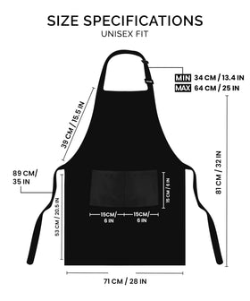 Utopia Kitchen white bib apron front pocket holds tools and phone.