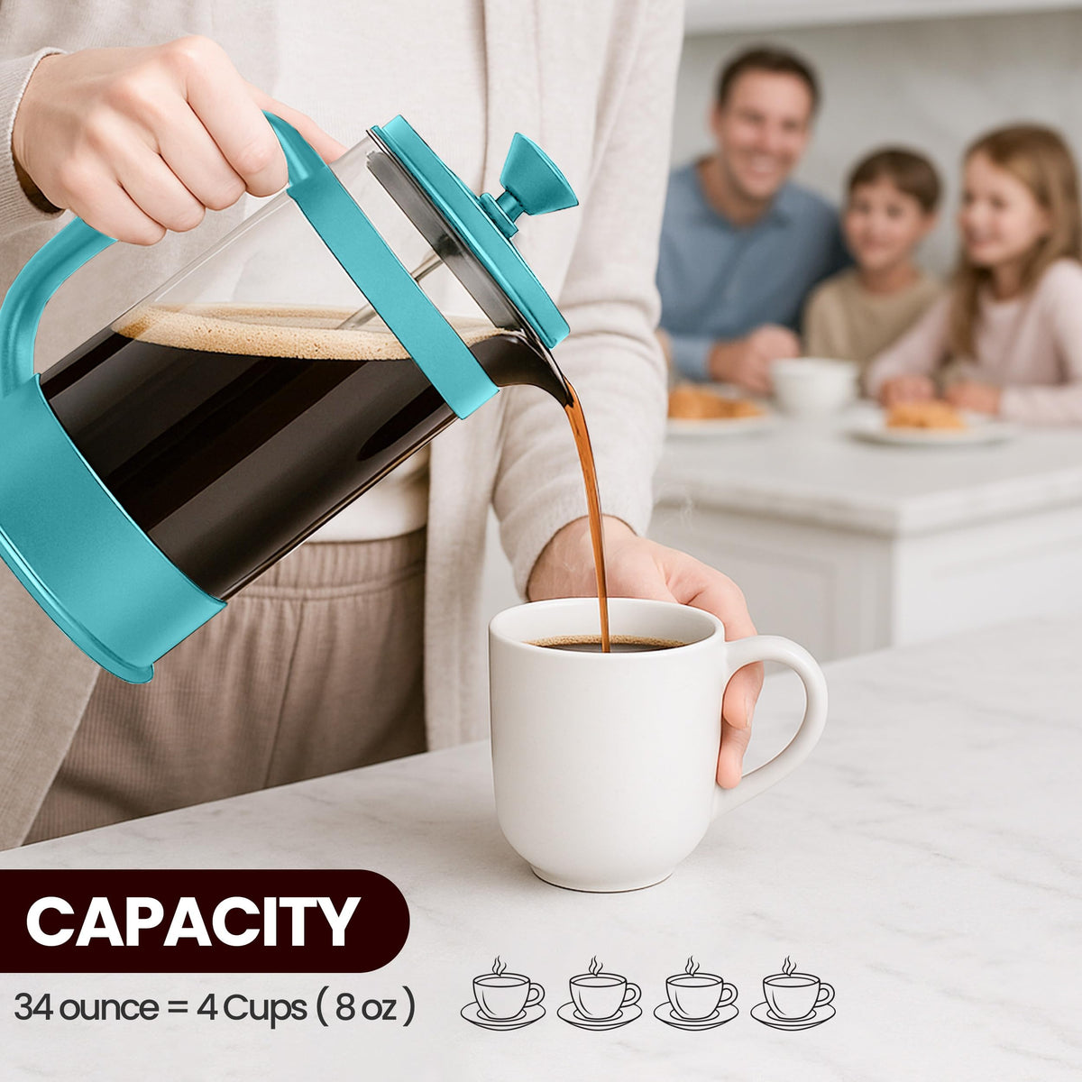 Utopia Kitchen 34oz capacity ready for multiple cups of coffee or tea