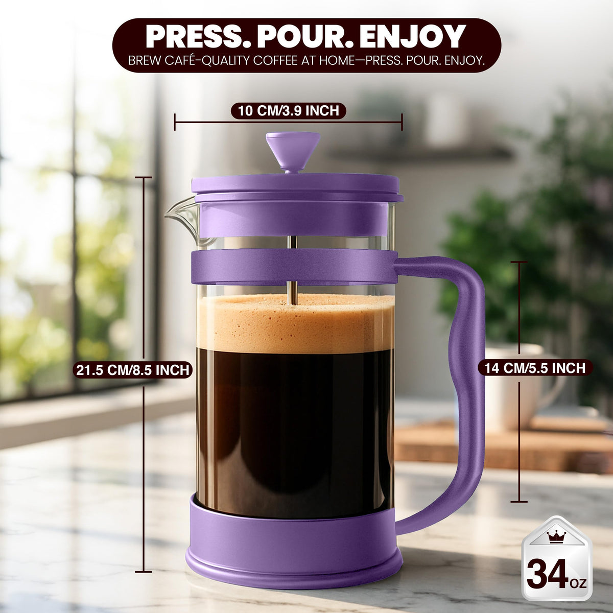 Utopia Kitchen plum insulated frame offers stable pouring and comfortable grip