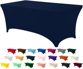 Utopia Kitchen 6ft spandex tablecloth navy with secure leg pockets for a tidy setup.