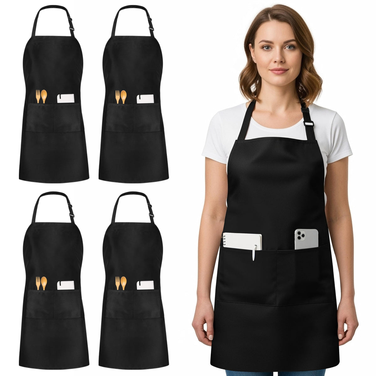 Utopia Kitchen adjustable neck bib apron for comfortable cooking and minimizing spills.