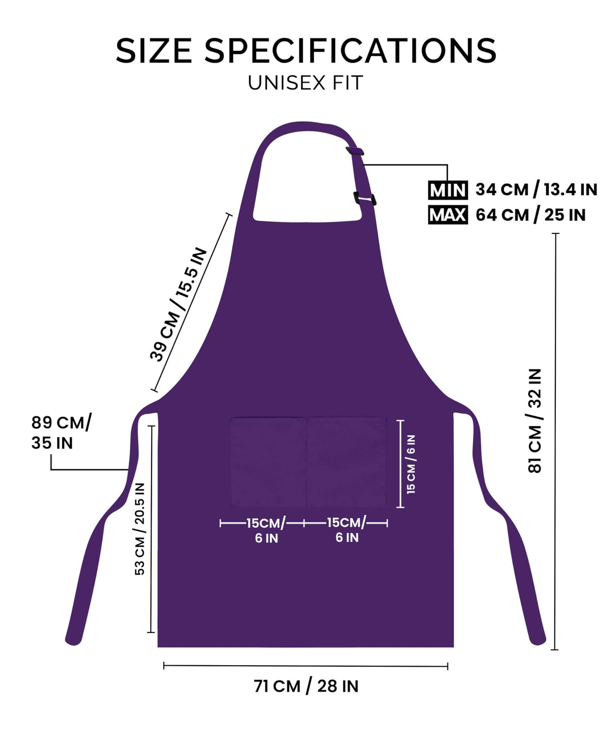 Utopia Kitchen bib apron adjustable-neck view demonstrates comfortable, customizable fit.