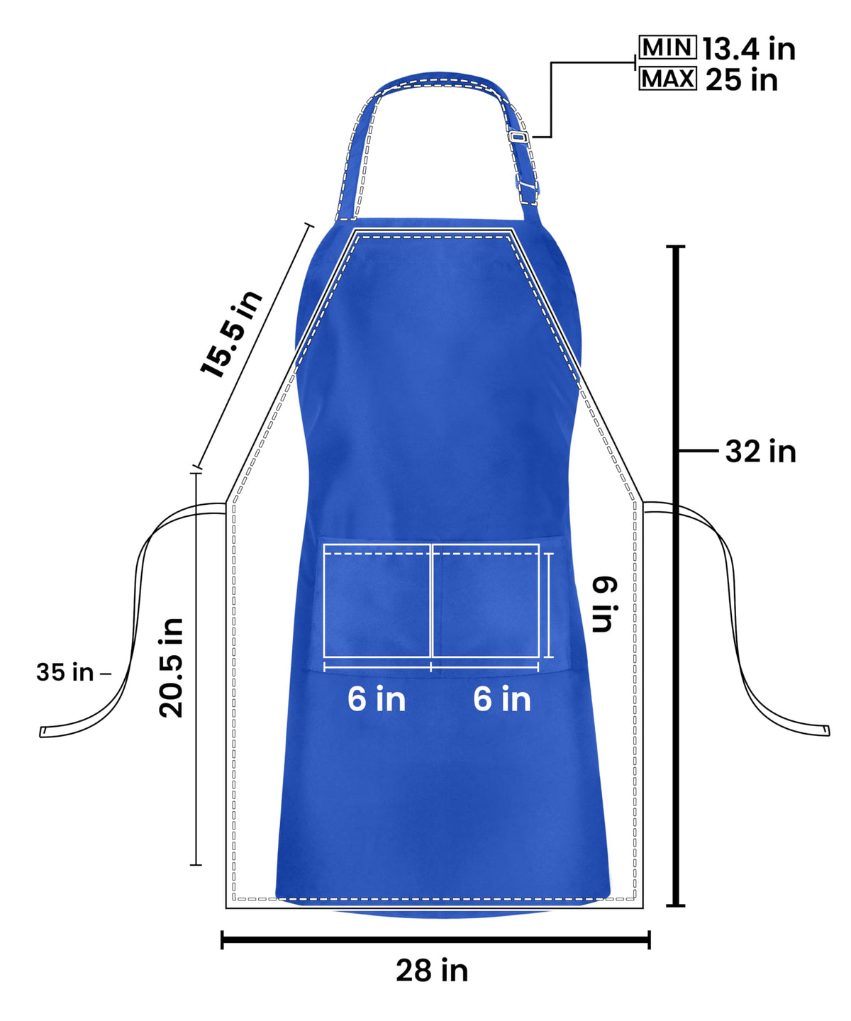 Utopia Kitchen bib apron with adjustable neck for a comfortable, customized fit.