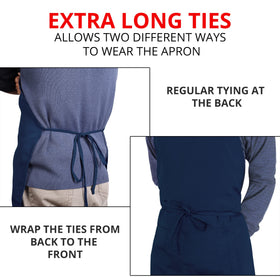 Utopia Kitchen Bib Apron easy-care instructions for quick cleaning.