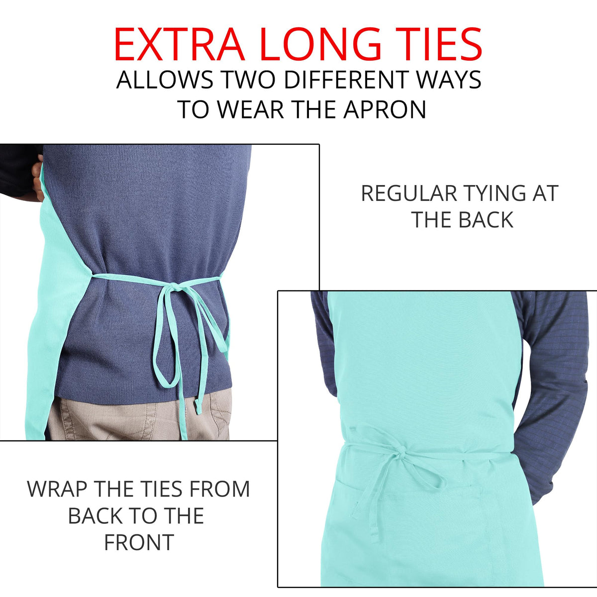 Utopia Kitchen bib apron adjustable ties offer secure, comfortable long-term wear.