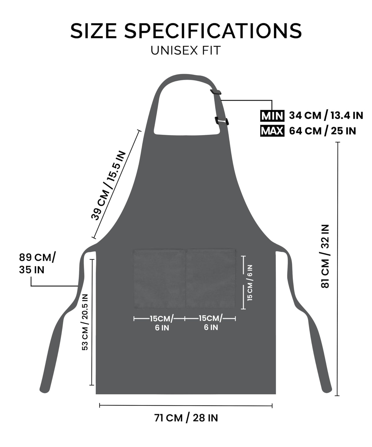 Utopia Kitchen bib apron showing front pockets for convenient tool and phone storage.