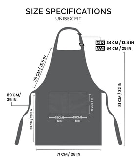 Utopia Kitchen bib apron showing front pockets for convenient tool and phone storage.