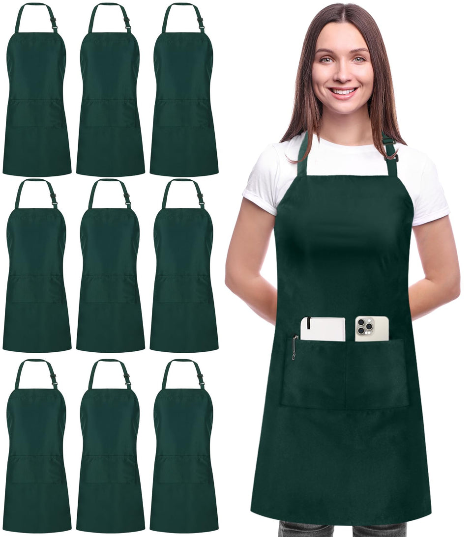 Utopia Kitchen bib apron pack of 10, front view; durable for home cooks.