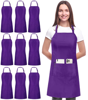 Utopia Kitchen bib apron pack10 in a busy kitchen with two pockets.