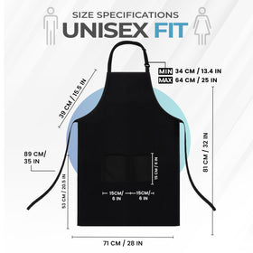 Utopia Kitchen bib apron with two front pockets to store utensils, phone, or recipe cards.