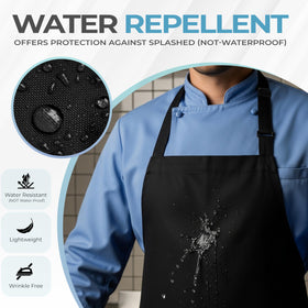 Utopia Kitchen water-repellent bib apron shields clothing from splashes during messy tasks.