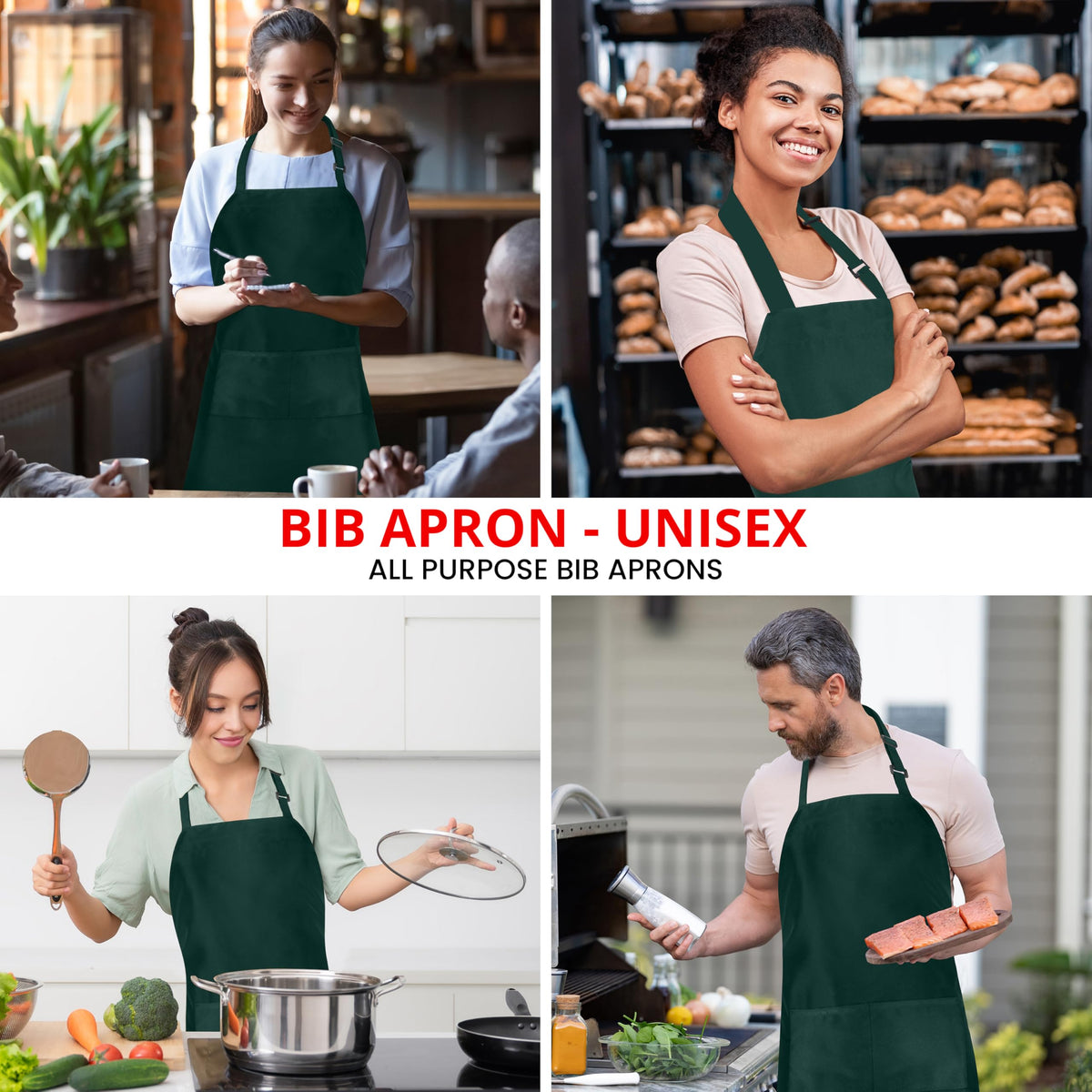 Utopia Kitchen wrinkle-free durable bib apron, lasting comfort during shifts.