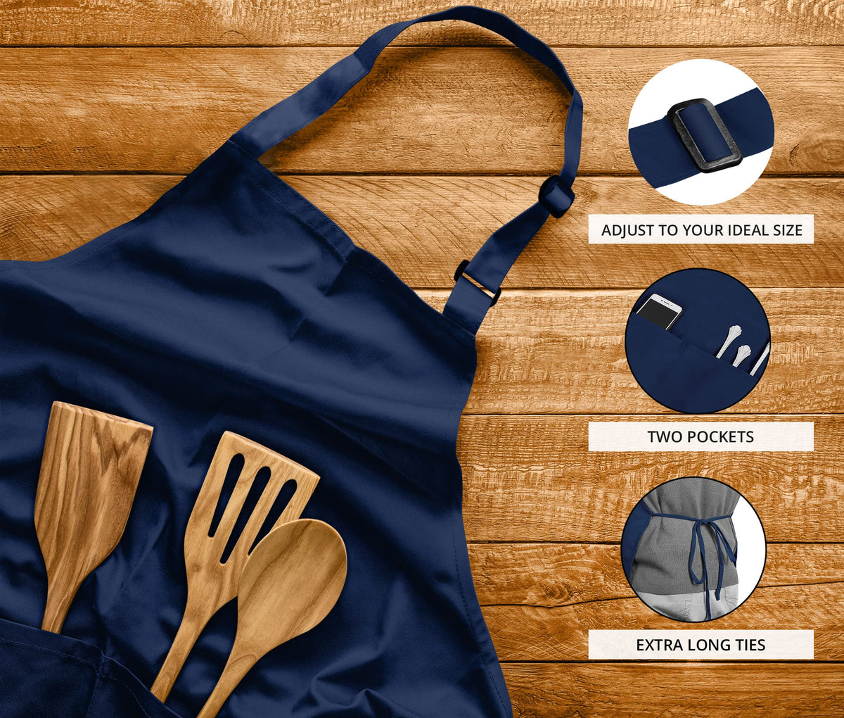 Utopia Kitchen Bib Apron wrinkle-free finish stays smooth during busy kitchen days.