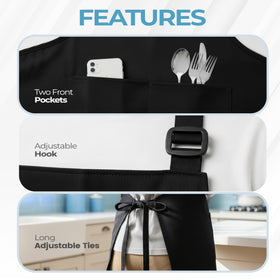 Utopia Kitchen wrinkle-free fabric bib apron keeps a neat appearance throughout busy shifts.
