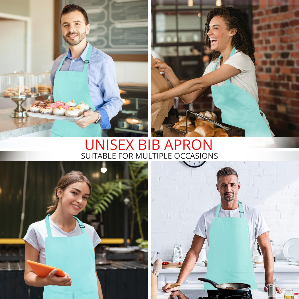Utopia Kitchen bib apron durable polyester stands up to daily kitchen wear.