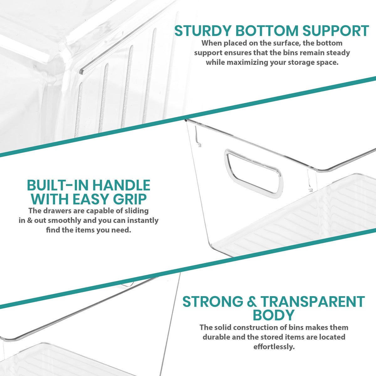 Utopia Kitchen built-in-handle storage bin enables easy lifting and transport.