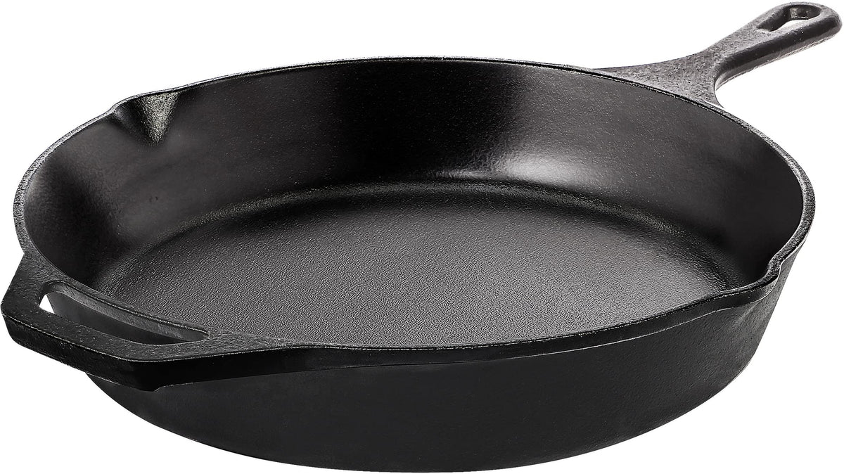 Utopia Kitchen cast iron frying pan top view showing even heat distribution for versatile cooking