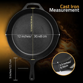 Utopia Kitchen cast iron skillet on stovetop ready for sautéing and frying.